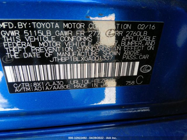 Photo 8 VIN: JTHBP1BLXGA001337 - LEXUS GS F 