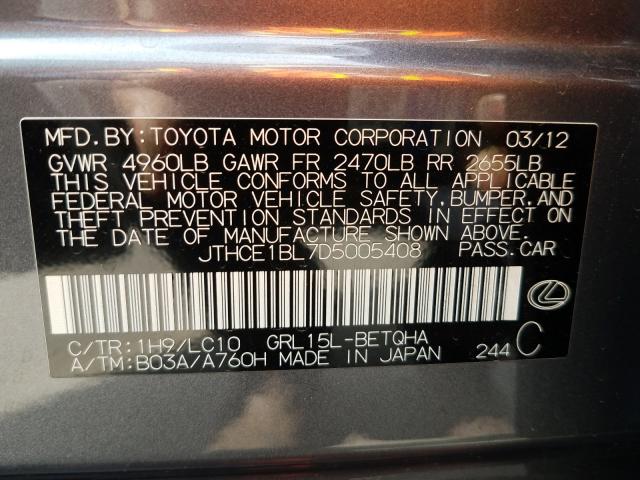 Photo 9 VIN: JTHCE1BL7D5005408 - LEXUS GS 350 