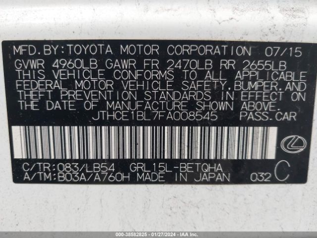 Photo 8 VIN: JTHCE1BL7FA008545 - LEXUS GS 350 