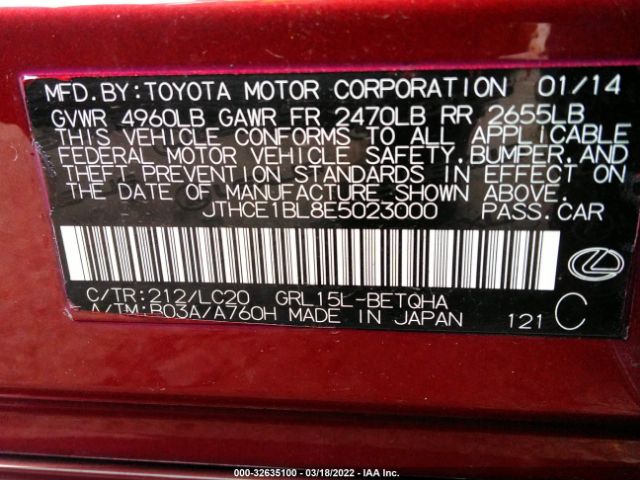 Photo 8 VIN: JTHCE1BL8E5023000 - LEXUS GS 350 