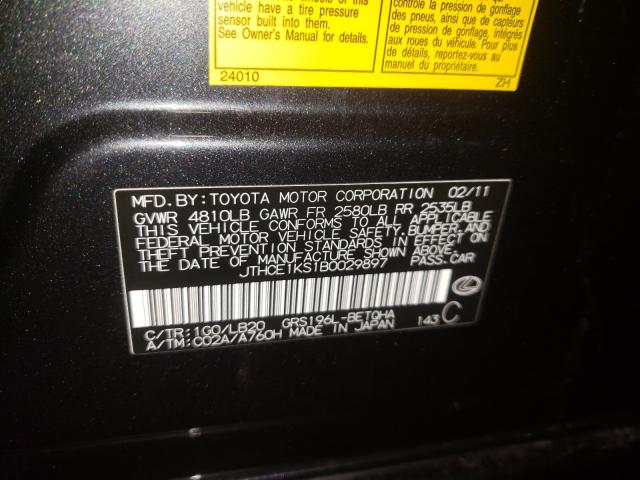 Photo 9 VIN: JTHCE1KS1B0029897 - LEXUS GS 350 