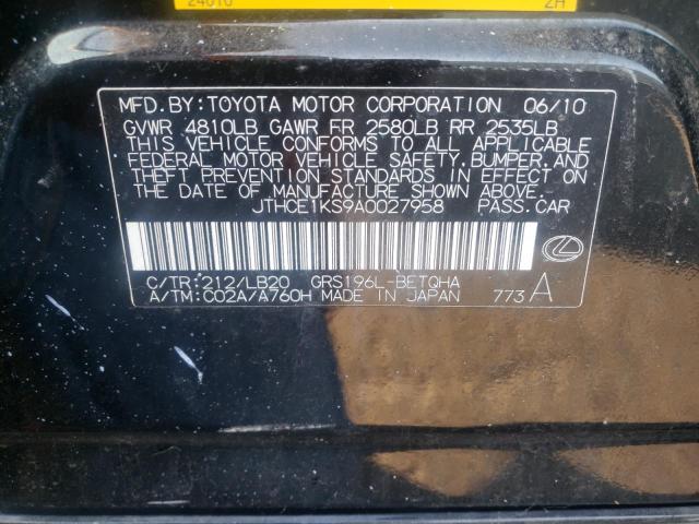 Photo 11 VIN: JTHCE1KS9A0027958 - LEXUS GS350 