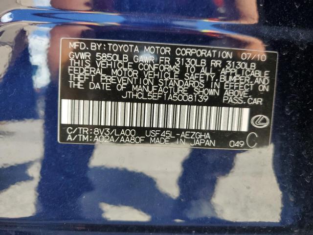 Photo 11 VIN: JTHCL5EF1A5008139 - LEXUS LS460 