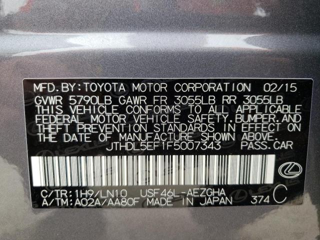 Photo 9 VIN: JTHDL5EF1F5007343 - LEXUS LS 460L 