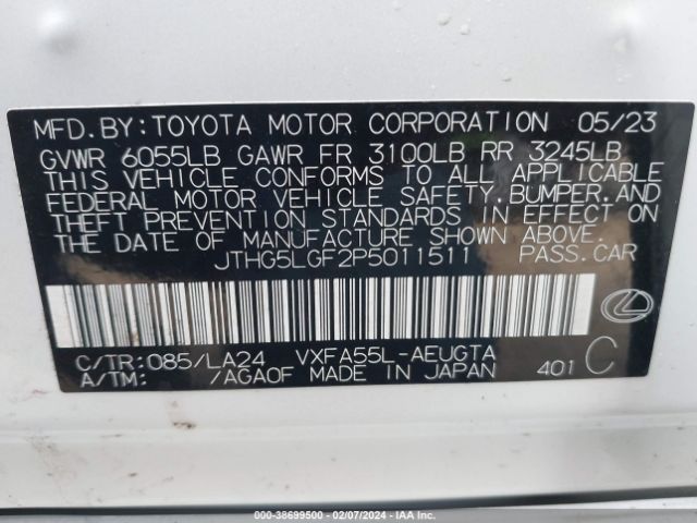 Photo 8 VIN: JTHG5LGF2P5011511 - LEXUS LS 500 