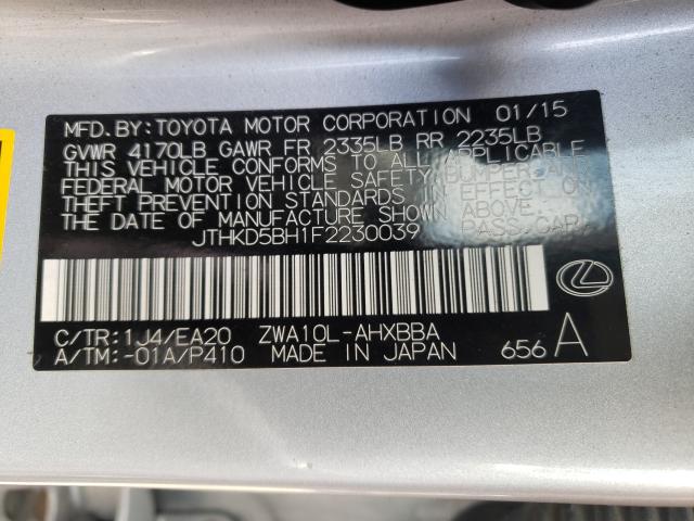 Photo 9 VIN: JTHKD5BH1F2230039 - LEXUS CT 200 