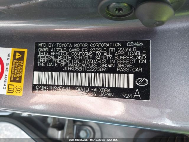 Photo 8 VIN: JTHKD5BH1G2272891 - LEXUS CT 