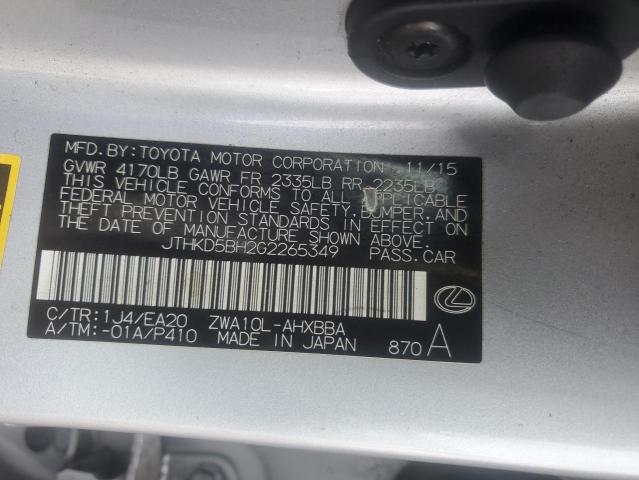 Photo 12 VIN: JTHKD5BH2G2265349 - LEXUS CT 200 