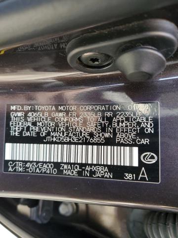 Photo 11 VIN: JTHKD5BH3E2176855 - LEXUS CT 200 