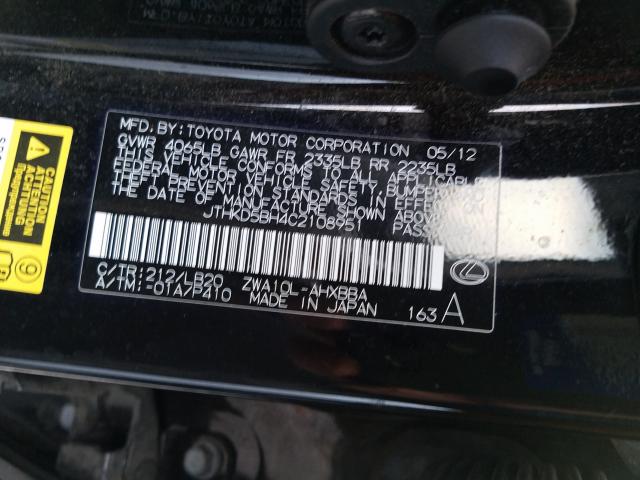 Photo 9 VIN: JTHKD5BH4C2108951 - LEXUS CT 200H 