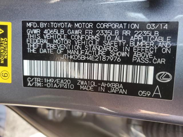 Photo 9 VIN: JTHKD5BH4E2187976 - LEXUS CT 200 