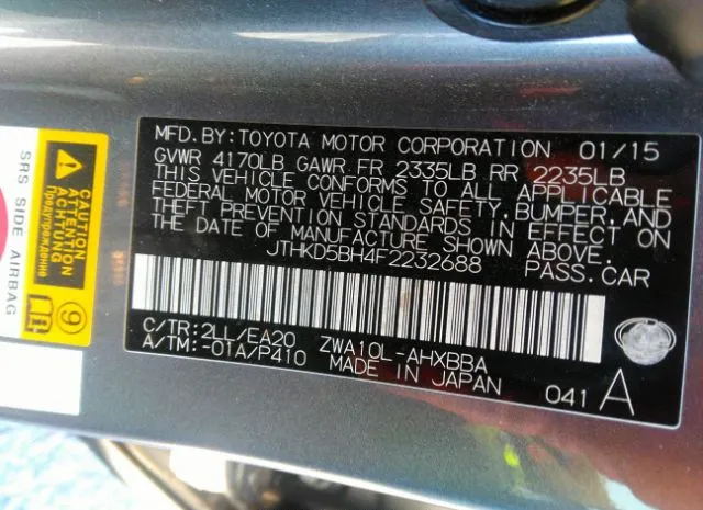 Photo 8 VIN: JTHKD5BH4F2232688 - LEXUS CT 200H 