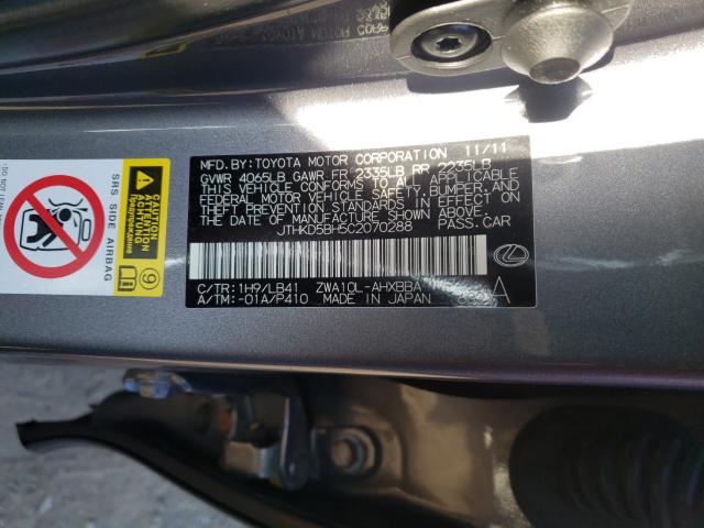 Photo 9 VIN: JTHKD5BH5C2070288 - LEXUS CT 200H 