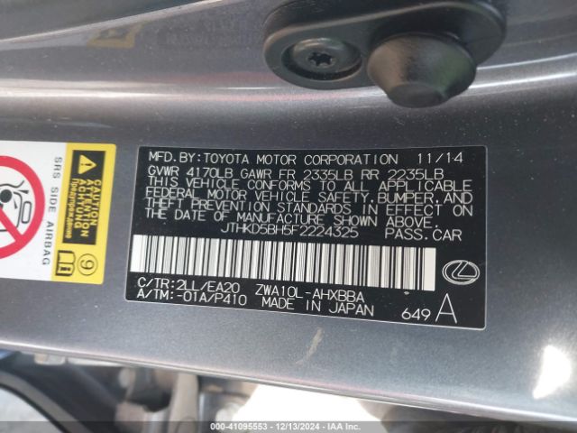 Photo 8 VIN: JTHKD5BH5F2224325 - LEXUS CT 