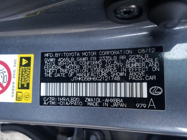 Photo 9 VIN: JTHKD5BH6C2121748 - LEXUS CT 200 