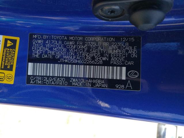 Photo 11 VIN: JTHKD5BH6G2266228 - LEXUS CT 200 