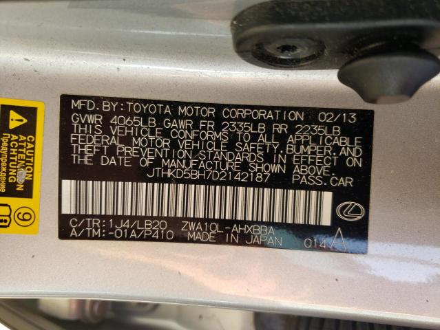 Photo 12 VIN: JTHKD5BH7D2142187 - LEXUS CT 200 