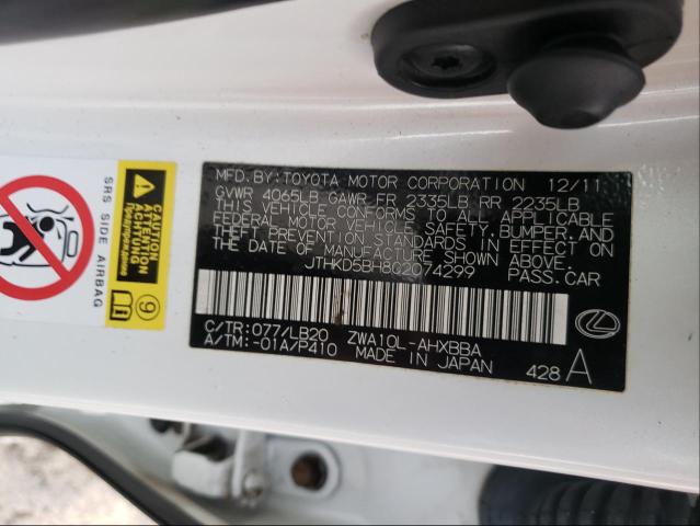 Photo 9 VIN: JTHKD5BH8C2074299 - LEXUS CT 200 