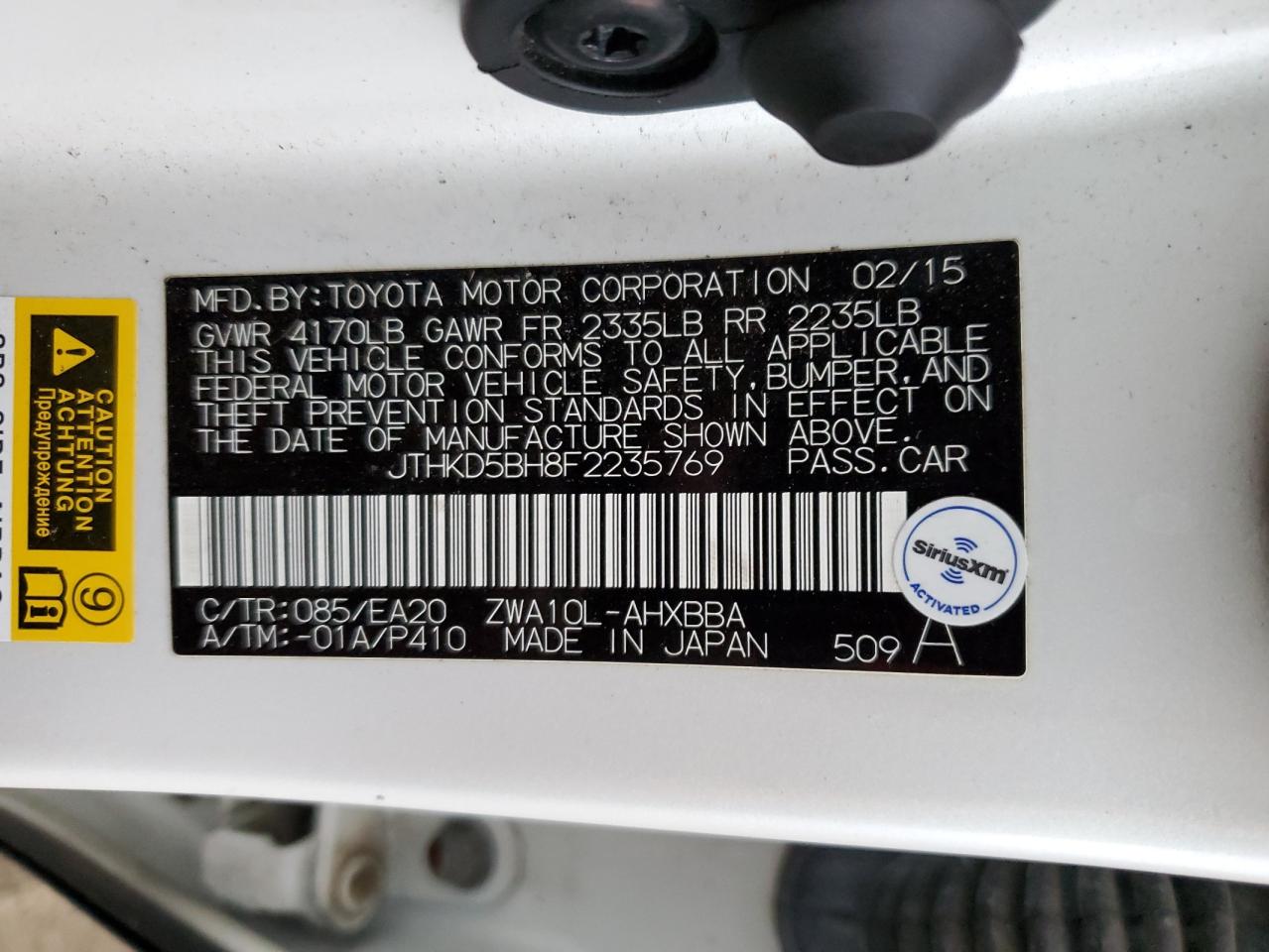 Photo 11 VIN: JTHKD5BH8F2235769 - LEXUS CT 