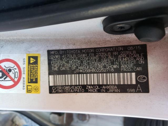 Photo 9 VIN: JTHKD5BH8G2252718 - LEXUS CT 200 