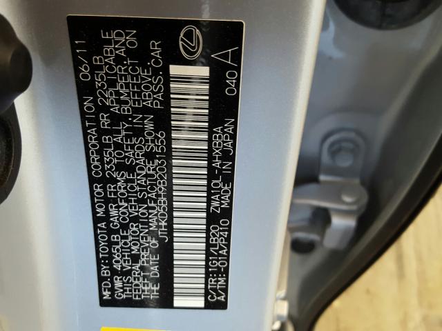 Photo 9 VIN: JTHKD5BH9B2031556 - LEXUS CT 200 