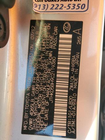 Photo 11 VIN: JTHKD5BH9C2119380 - LEXUS CT 200 