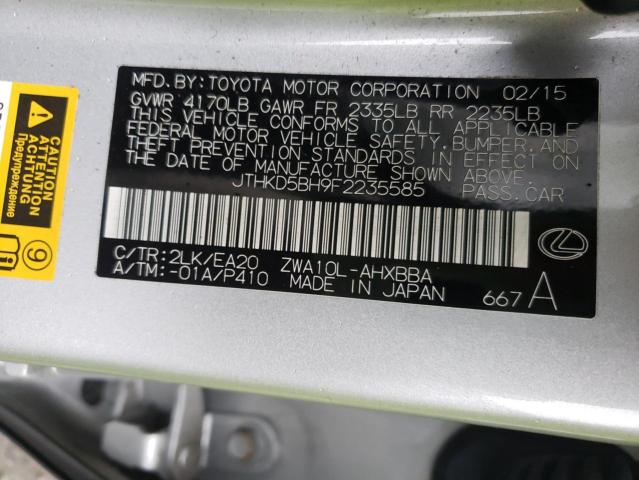 Photo 9 VIN: JTHKD5BH9F2235585 - LEXUS CT 200 