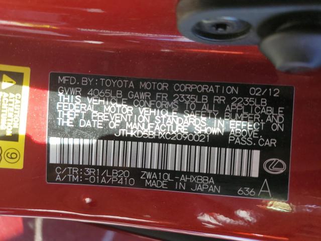 Photo 9 VIN: JTHKD5BHXC2090021 - LEXUS CT 200 