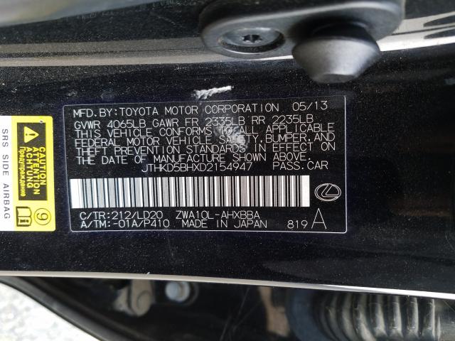 Photo 9 VIN: JTHKD5BHXD2154947 - LEXUS CT 200 