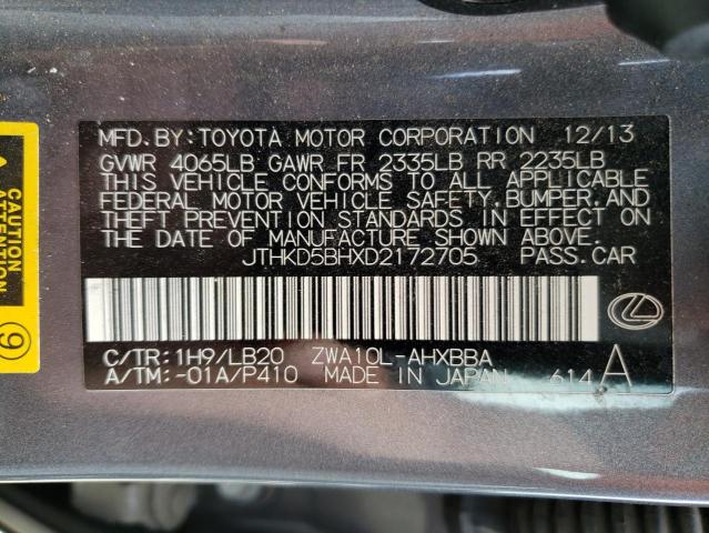 Photo 11 VIN: JTHKD5BHXD2172705 - LEXUS CT 200 