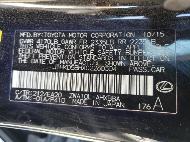 Photo 11 VIN: JTHKD5BHXG2260304 - LEXUS CT 200 