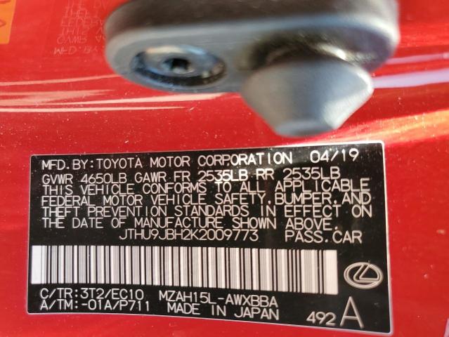 Photo 12 VIN: JTHU9JBH2K2009773 - LEXUS UX 250H 