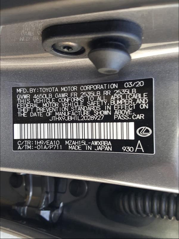 Photo 9 VIN: JTHX9JBH1L2028927 - LEXUS UX 250H 