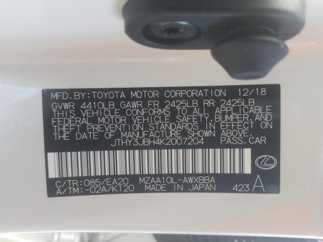 Photo 9 VIN: JTHY3JBH4K2007204 - LEXUS UX 200 