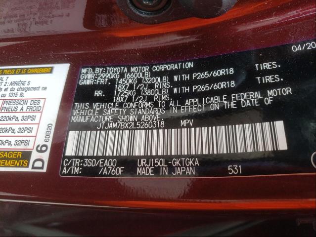 Photo 9 VIN: JTJAM7BX2L5260318 - LEXUS GX 460 PRE 