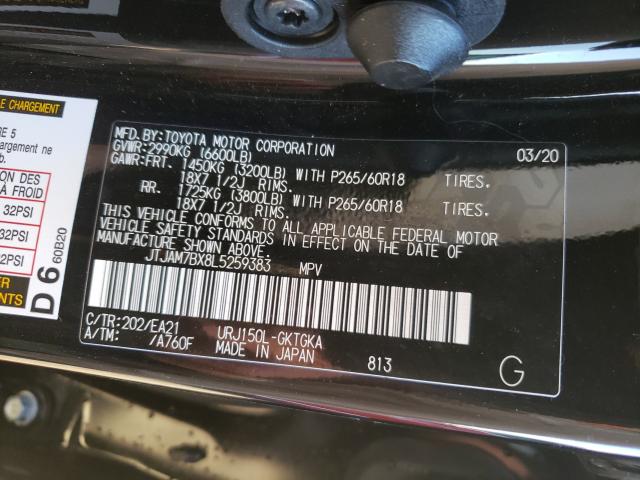 Photo 9 VIN: JTJAM7BX8L5259383 - LEXUS GX 460 PRE 