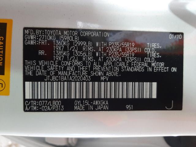 Photo 9 VIN: JTJBC1BA1A2020403 - LEXUS RX 450 