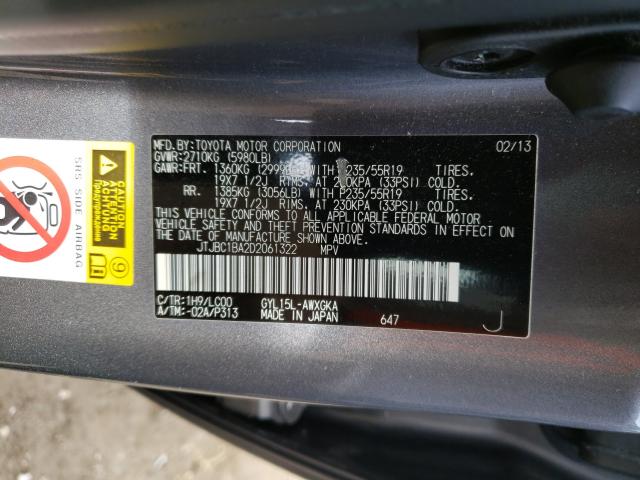 Photo 9 VIN: JTJBC1BA2D2061322 - LEXUS RX 450 