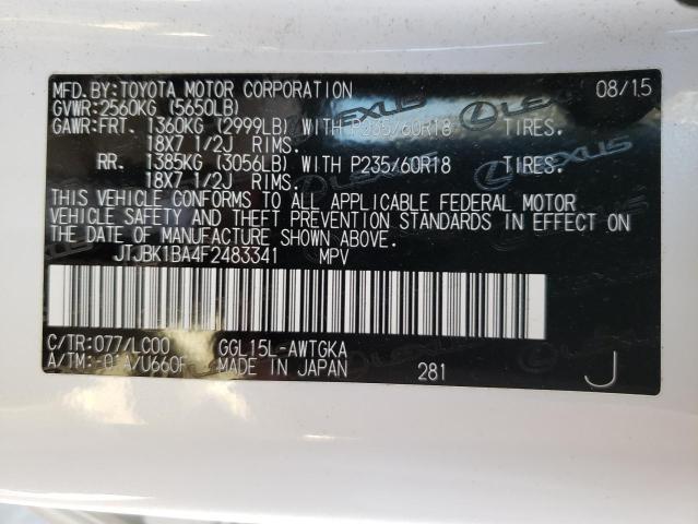 Photo 9 VIN: JTJBK1BA4F2483341 - LEXUS RX 350 BAS 