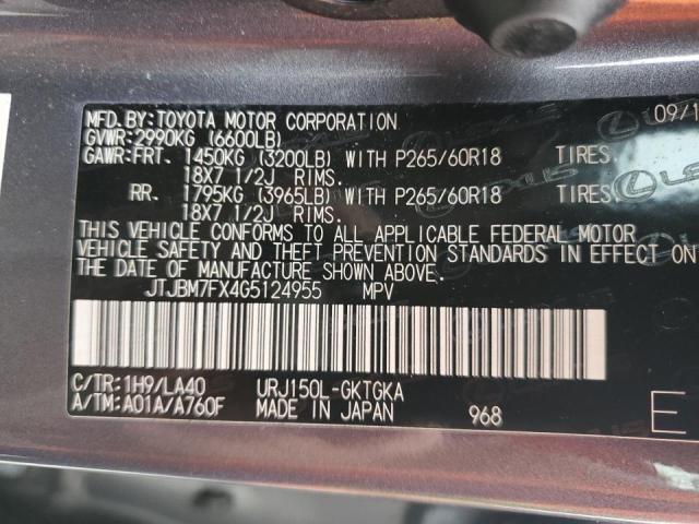 Photo 9 VIN: JTJBM7FX4G5124955 - LEXUS GX 460 