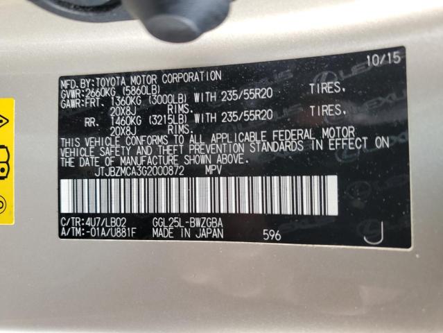 Photo 12 VIN: JTJBZMCA3G2000872 - LEXUS RX 350 