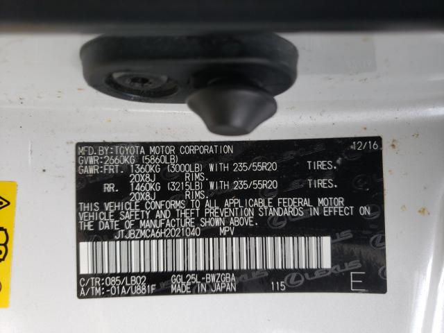 Photo 9 VIN: JTJBZMCA6H2021040 - LEXUS RX 350 BAS 