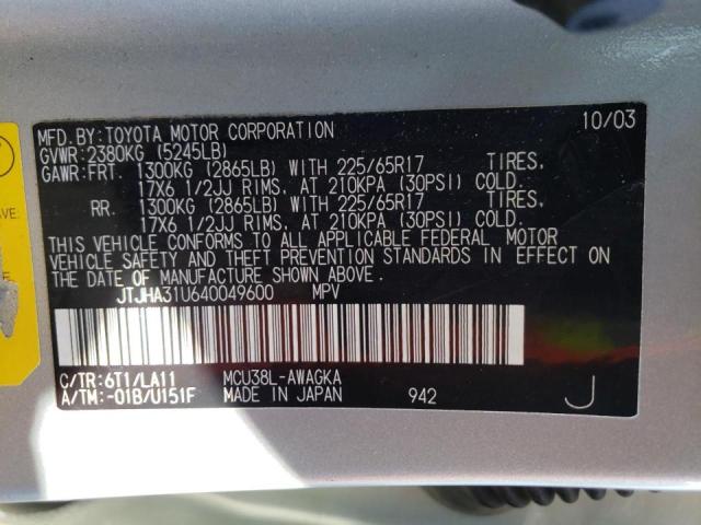 Photo 9 VIN: JTJHA31U640049600 - LEXUS RX 330 