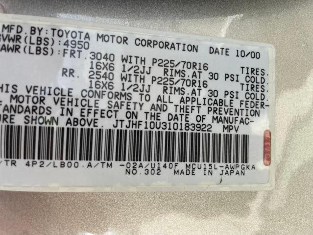 Photo 9 VIN: JTJHF10U310183922 - LEXUS RX 300 