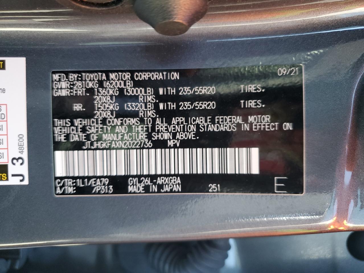 Photo 11 VIN: JTJHGKFAXN2022736 - LEXUS RX 