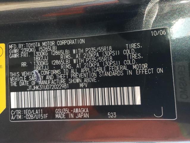 Photo 12 VIN: JTJHK31U072022981 - LEXUS RX350 