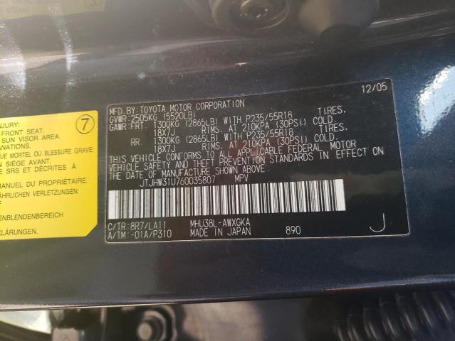 Photo 12 VIN: JTJHW31U760035807 - LEXUS RX400 