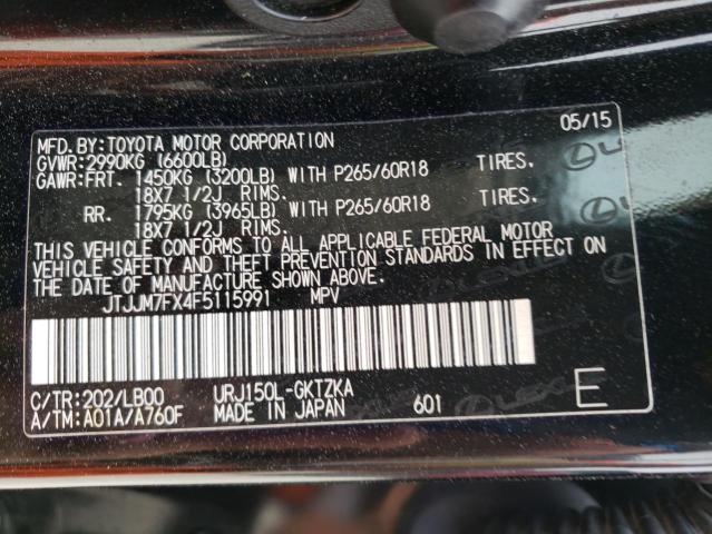 Photo 12 VIN: JTJJM7FX4F5115991 - LEXUS GX 460 PRE 