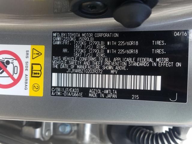 Photo 9 VIN: JTJYARBZ1G2039272 - LEXUS NX 200T BA 