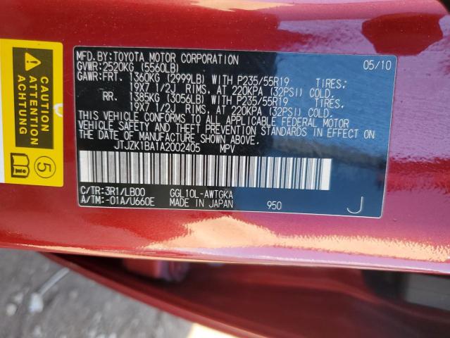 Photo 12 VIN: JTJZK1BA1A2002405 - LEXUS RX 350 